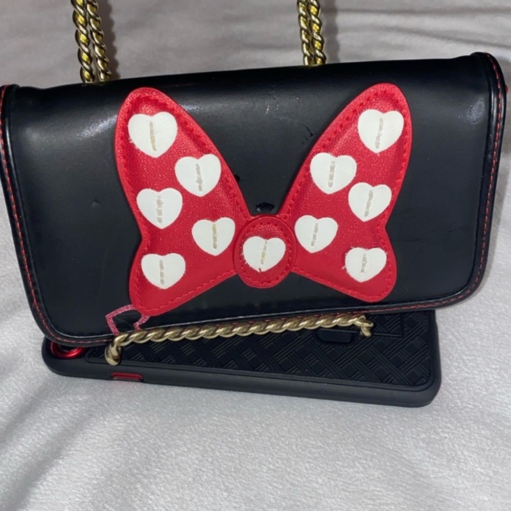 Disney Black Crossbody Bag with Red and White Minnie Bow